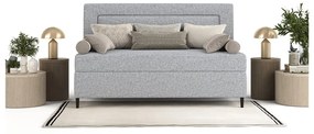 Letto singolo imbottito grigio 100x200 cm Alba - Maison de Rêve