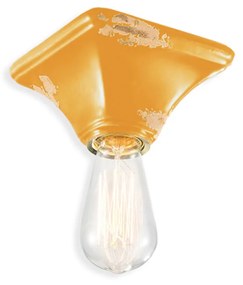 Plafoniera Vintage Quadrata Piccola Ceramica Gialla 1 Luce E27