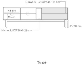 Tavolo TV grigio scuro 180x56 cm Corvo - Teulat