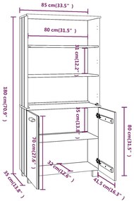 Credenza HAMAR in Legno Massello di Pino Marrone