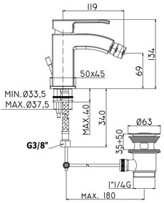 Paffoni Level Les131st Miscelatore Bidet Senza Piletta Steel Acciaio