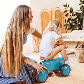 Costway Bicicletta senza pedali per bambini con robusto telaio in lega di alluminio, Giocattolo da guida 4 ruote Blu