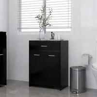 Armadio da Bagno Nero 60x33x80 cm in Truciolato 805025