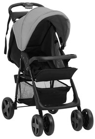 Passeggino 2 İn 1 Grigio Chiaro E Nero İn Acciaio /