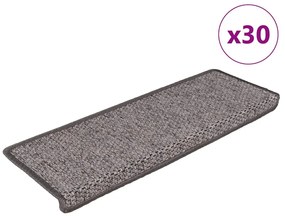 Tappeti Adesivi Per Scale Sisal 30pz 65x21x4cm Grigio E Beige /