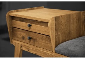 Panca con cassetti in legno di quercia con seduta grigio chiaro Retro - The Beds