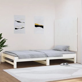 Testiera Da Parete Bianca 108x3x90 Cm İn Legno Massello Di Pino /
