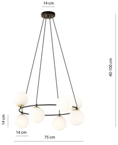 Lampadario a Sospensione AZURA 8 OPAL Colore del corpo Nero