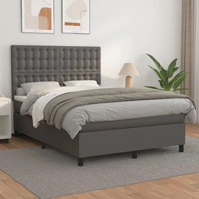 Giroletto A Molle Con Materasso Grigio 140x190 Cm İn Similpelle /