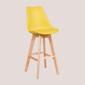 Sgabello Alto Con Cuscino In Similpelle Nordic Giallo Curry & ↑76 Cm - Sklum