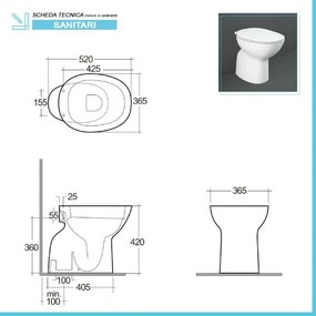 Wc tradizionale Rimless serie Morning con scarico a pavimento