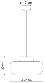 Sospensione Vintage Decò Maracana Vetro-Ceramica Bianco-Azzurro 1 Luce E27