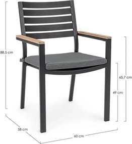 Sedia Da Esterno In Alluminio Con Braccioli E Cuscino Belmar Antracite Bizzotto