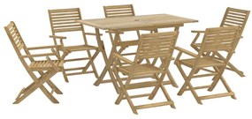 Set da pranzo da giardino 7 pz in legno massello di acacia