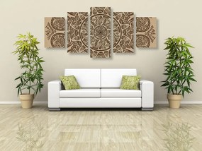 Quadri 5 pezzi – Mandala con motivo naturale astratto