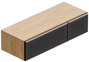 Mobile da bagno sotto lavabo Star rovere - nero/vetro dark grey L 120.3 x H 30 x P 46 cm 2 cassetti, lavabo non incluso