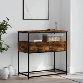 Tavolino Consolle Rovere Fumo 75x40x75 Cm İn Legno Multistrato /
