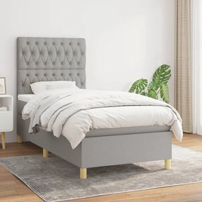 Giroletto A Molle Con Materasso Grigio Chiaro 90x200 Cm Tessuto /