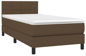 Letto a Molle Materasso e LED Marrone Scuro 80x200cm in Tessuto