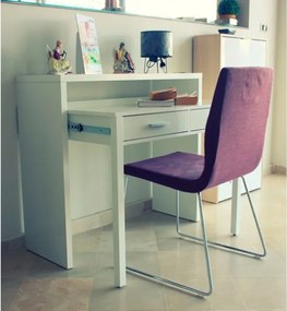 Scrivania Consolle Estraibile Salvaspazio 98x36x87 Cm Bianco Opaco