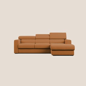 Dylan divano angolare con estraibile a cassettone in tessuto fiammato simil cotone impermeabile T19 arancio