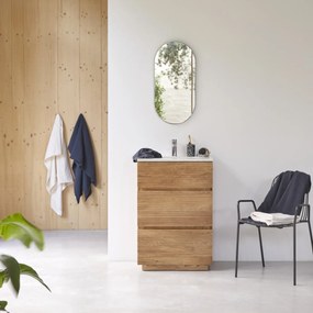 Tikamoon - Mobile per il Bagno in legno di rovere e battuto di terrazzo premium Moon da 60 cm