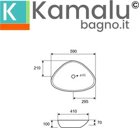Lavabo bagno da appoggio 59cm ceramica bianca | Litos-0009 - KAMALU