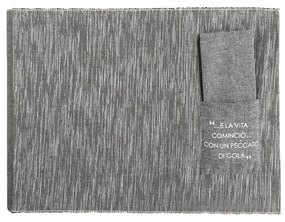 Set tovaglietta con tovagliolo antracite con scritta in misto cotone