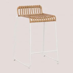 Sgabello Alto In Rattan Sintetico Aroa ↑65 Cm & Bianco - Sklum