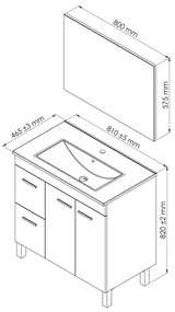 Mobile Da Bagno 80 Cm 2 Ante E 2 Cassetti Con Lavabo E Specchio Aktiva Bianco