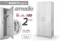 Armadio due ante bianco con ripiano cm 80 x 50 x 180 h