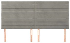 Testiere 4 pz grigio chiaro 100x5x78/88 cm in velluto