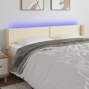Testiera A Led Crema 163x16x78/88 Cm İn Similpelle /