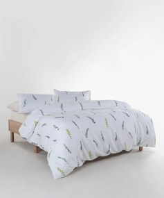 Set copripiumino e federa bianco/verde in raso di cotone per letto matrimoniale ed esteso 240x220 cm Marseille Floral – Mila Home Luxury