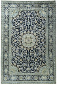 Kashan Tappeto 280x420 Blu (Iran) Annodato A Mano