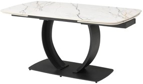 Tavolo da pranzo allungabile 6-10px Ceramica e Metallo Nero Effetto marmo Bianco - OLIFIA della Maison Céphy