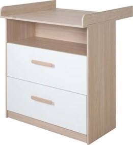 Cassettiera per bambini bianca/di colore naturale con effetto rovere con fasciatoio 88x98x75 cm Cabane – Roba