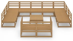 Set divani da giardino 12 pz in legno massello di pino