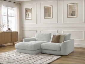 Divano angolare grigio chiaro (con penisola a sinistra/con chaise lounge) con rivestimento in ciniglia Leonore – Bobochic Paris