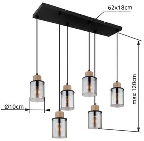 Globo 15707-6H - Lampadario a sospensione con filo REID 6xE27/15W/230V