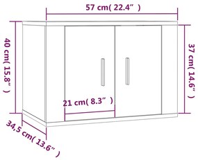 Mobili Porta TV a Parete 3 pz Rovere Fumo 57x34,5x40 cm