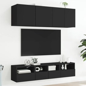 Mobile tv a parete nero 40x30x30 cm in legno multistrato