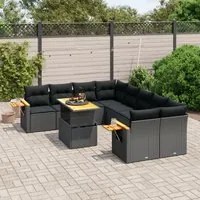 Set Divani da Giardino 9 pz con Cuscini Nero in Polyrattan 3273442