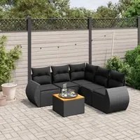 Set Divano da Giardino 6 pz con Cuscini Nero in Polyrattancod mxl 90251