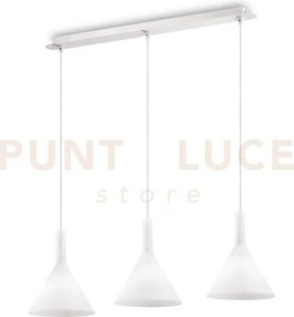 Cocktail sospensione in metallo color bianco 3 luci attacco e14 d.82cm