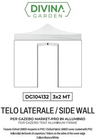 Telo laterale 3x2m bianco impermeabile con porta avvolgibile per gazebo richiudibile MARKET-PRO
