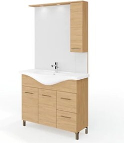 Mobile Bagno Con Piedini Rubino 2 Ante+2 Cassetti 105 Cm Rovere Naturale