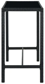 Set bar da giardino 7 pz con cuscini in polyrattan nero