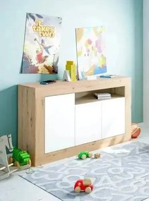 Credenza 3 ante rovere nodi-bianco