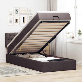 Pouf Letto Con Materasso E Led Marrone Scuro 90x200 Cm Tessuto /